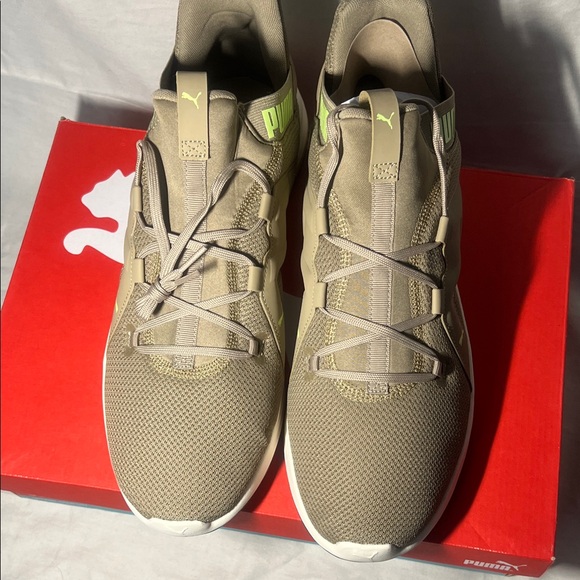 Puma Khaki and Lime Athletic Shoes - Picture 1 of 4